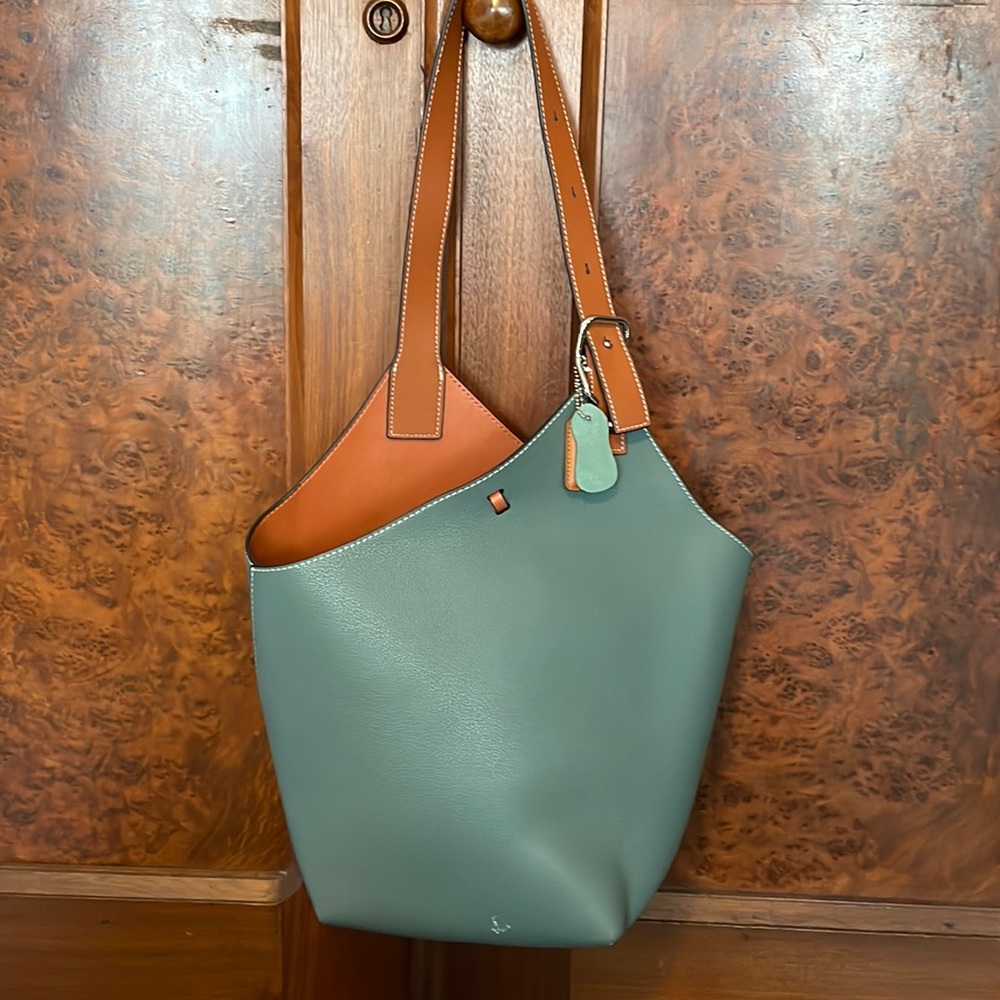 Madison Beaute DeMarseille Large Teal Color Leather Bag